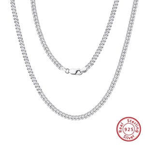 Franco Chain Necklace – 925 Sterling Silver Chain, Unisex Franco Link Necklace, Minimalist Men’s Silver Jewelry, Everyday Chain Necklace