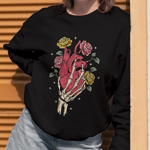 Floral Heart Sweatshirt: Cotton-Blend Flower Lover Pullover