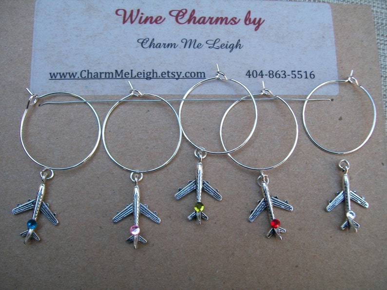 Set of Airplane Plane Wine Glass Charms for the Wine Lover and Etsy