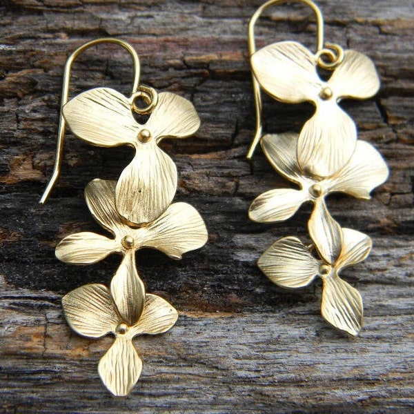 Cascading Orchid Earrings / Gold Bridal Jewelry / Gold Earrings / Gift for Her/ Bridesmaid Earrings / Black Friday Etsy