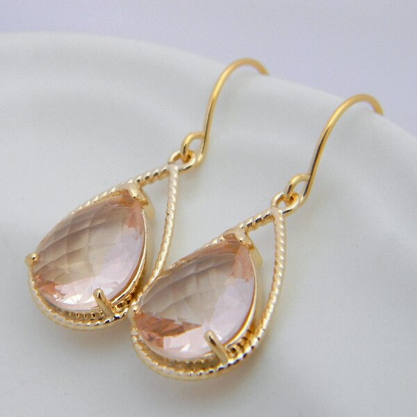 Peach Drop Earrings Etsy