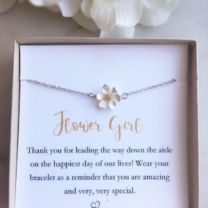 Flower girl necklace and earrings, flower girl set, personalized flower girl gift, flower girl proposal jewelry, little girl necklace image 6