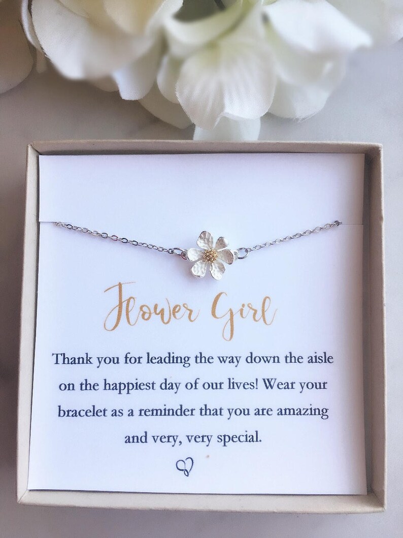 Flower girl necklace and earrings, flower girl set, personalized flower girl gift, flower girl proposal jewelry, little girl necklace image 6