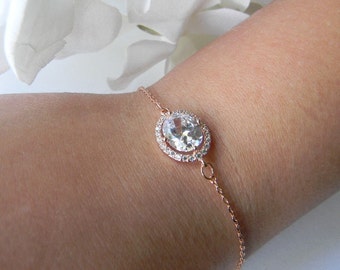 Rose Gold Bridesmaid Bracelet / Rose Gold Bracelet / Wedding Bracelet / Rose Gold Wedding Jewelry / Rose Gold Bridesmaids Gift /Gift