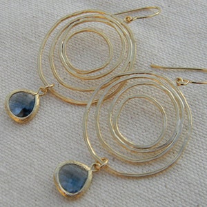 Navy Earrings , Sapphire Dangle Earrings, Gold Earrings, Bridesmaid Gift, Bridesmaid Earrings, Navy Bridesmaid Jewelry, Gift For Her