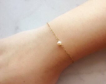 Dainty Pearl Bracelet, tiny pearl bracelet, gold fill jewelry, minimalist bracelet, handmade gift for women, Black Friday sale