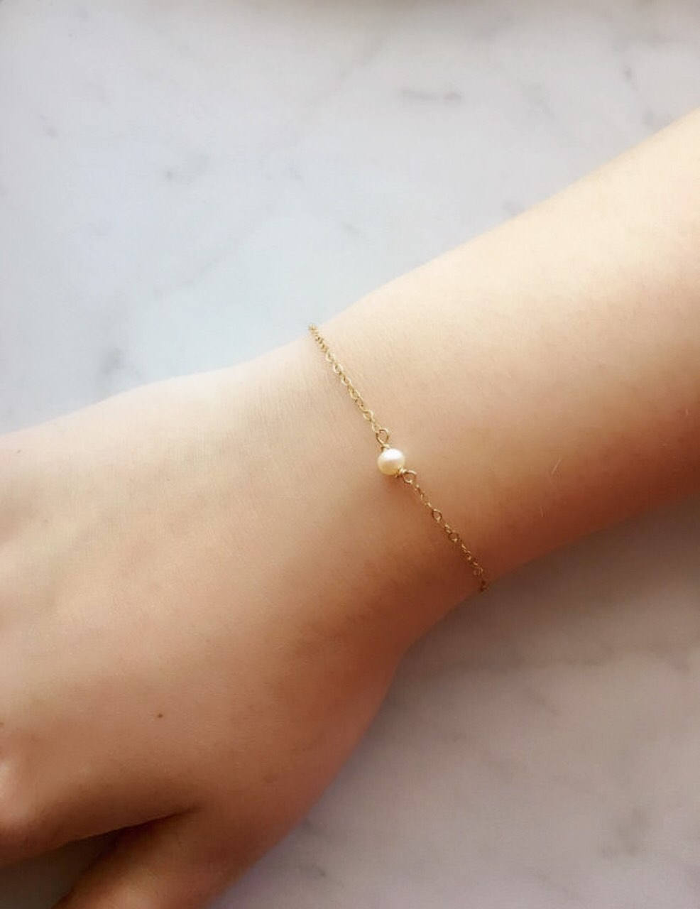 Dainty Pearl Bracelet Tiny Pearl Bracelet Gold Fill Jewelry Etsy