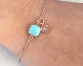 Personalized birthstone bracelet, initial birthstone bracelet, dainty layering bracelet, bracelet with initial, personalized gift for her,