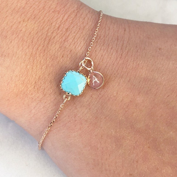 Personalized birthstone bracelet, initial birthstone bracelet, dainty layering bracelet, bracelet with initial, personalized gift for her,