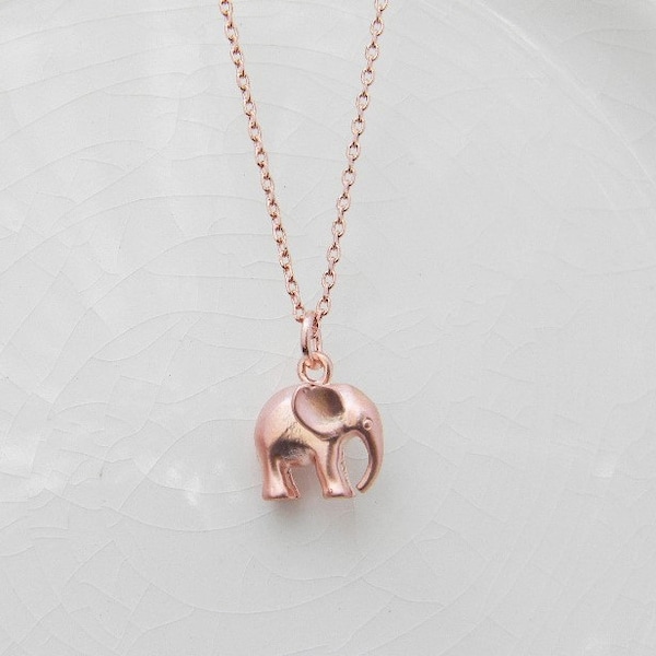 Rose Gold Necklace - Dainty Rose Gold Necklace - Tiny Elephant Necklace - Rose Gold Elephant Neckalce - Gift Idea - Black Friday Etsy