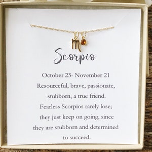 Zodiac sign necklace November birthstone necklace Dainty zodiac necklace Topaz birthstone necklace image 1