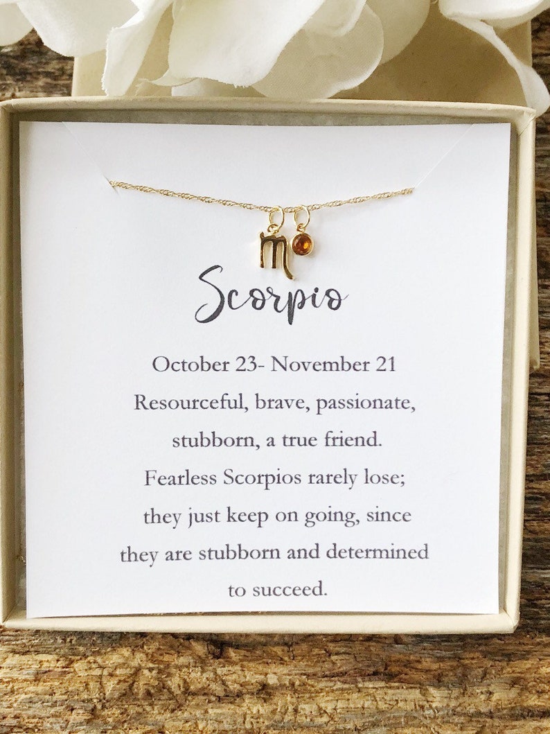 Zodiac sign necklace November birthstone necklace Dainty zodiac necklace Topaz birthstone necklace image 1