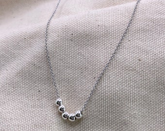 Add A Bead necklace, dainty sterling layering necklace, silver beaded necklace, sterling choker necklace, floating add a bead jewelry gift