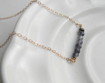 Gemstone Bar Necklace / Dainty Gold Necklace / Delicate Gemstone Necklace / Layering Necklace / Minimalist Jewelry / Bar Necklace
