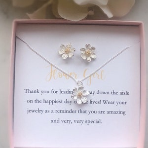 Flower girl necklace and earrings, flower girl set, personalized flower girl gift, flower girl proposal jewelry, little girl necklace image 5