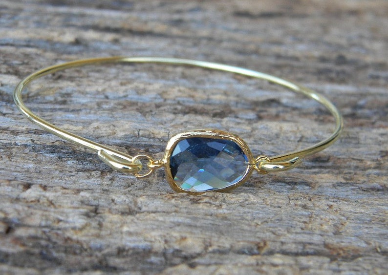 Gold Bangle Bracelet / Navy Blue Bracelet / Bridesmaid Gift / Bridesmaid Jewelry / Bridesmaid Bracelet /  Sapphire September Birthstone 