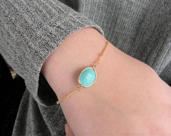 Turquoise Bracelet, Dewdrop Bracelet, Layering Bracelet, Turquoise Bracelet Gold, Gift For Women, Dainty Bracelet, Gold Turquoise Bracelet