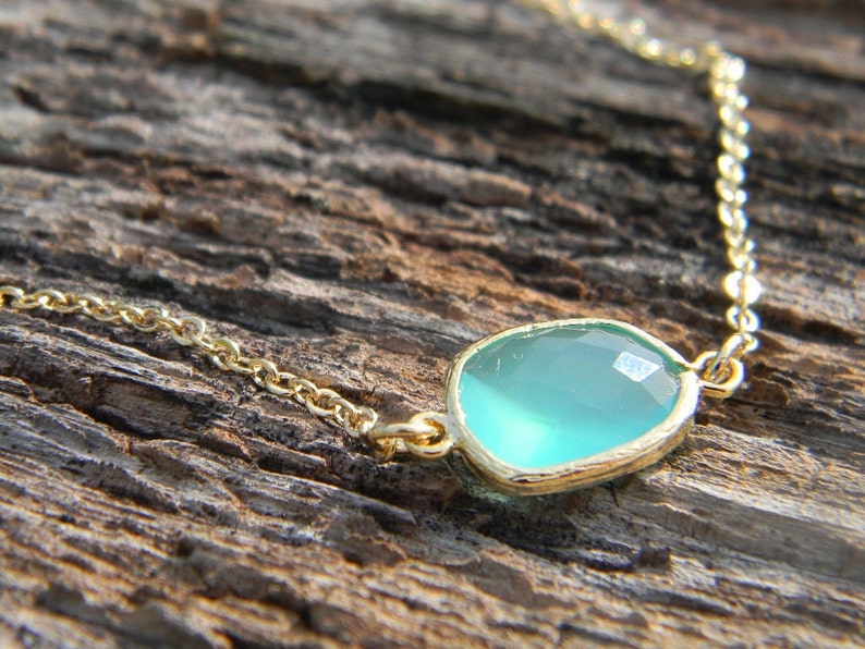 Aqua Necklace, Pendant Necklace, Layering Necklace, Bridesmaid Gift, Gift For Her, Asymmetrical Necklace, Mint Necklace, Bridesmaid Gift image 2