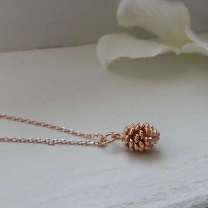 Rose Gold Necklace. Pine Cone Necklace. Bridesmaid Gift. Bridesmaid Jewelry. Dainty Pinecone Necklace. Rose Gold Jewelry. Mothers Day Gift image 4