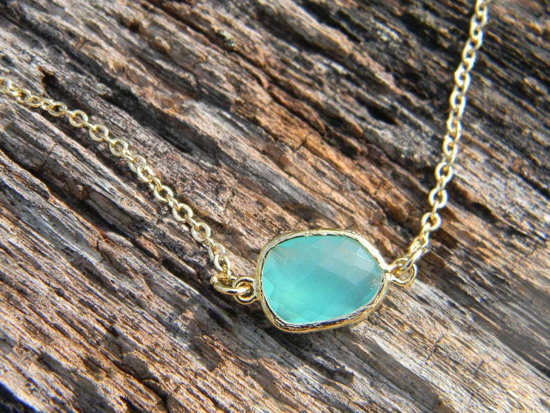 Aqua Necklace, Pendant Necklace, Layering Necklace, Bridesmaid Gift, Gift For Her, Asymmetrical Necklace, Mint Necklace, Bridesmaid Gift image 3