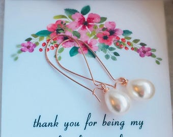 Rose Gold Pearl Earrings Bridesmaid Gift Bridesmaid Earrings Bridal Earrings Bridesmaid Jewelry Set  Rose Gold Jewelry Bridesmaid Gift