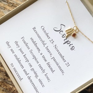 Zodiac sign necklace November birthstone necklace Dainty zodiac necklace Topaz birthstone necklace image 2