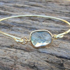 Gold Bangle Bracelet / Aquamarine Bracelet / Bridesmaid Gift / Bridesmaid Jewelry / Bridesmaid Bracelet / Christmas Gift / March Birthstone