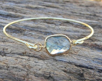 Gold Bangle Bracelet / Aquamarine Bracelet / Bridesmaid Gift / Bridesmaid Jewelry / Bridesmaid Bracelet / Christmas Gift / March Birthstone