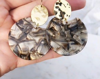 Tortoise shell earrings, resin earrings, acetate earrings, acrylic statement earrings, bold earrings, Christmas gift for women under 25