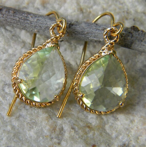 Items similar to Chrysolite Peridot and Gold Dangle Earrings-Bridal ...