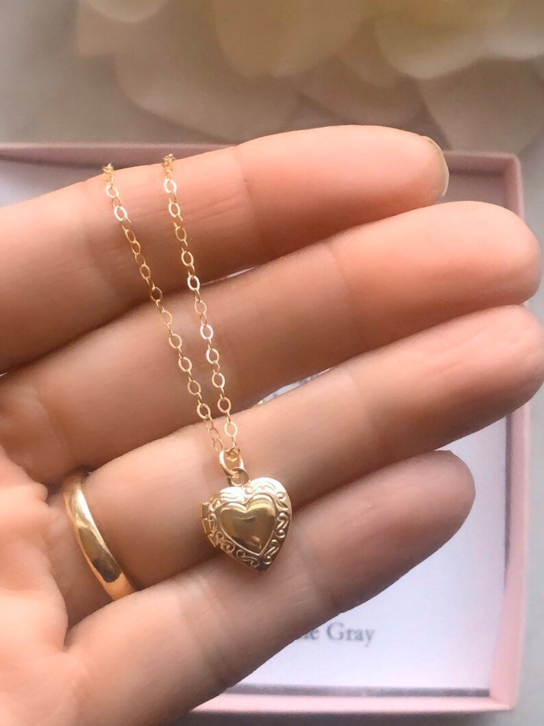 Heart Locket Flower Girl Gift Girls Locket Locket Necklace Etsy