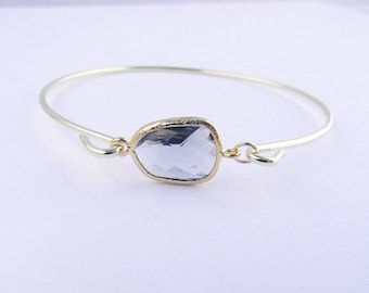 Gold Bangle Bracelet / Gray Bracelet / Bridesmaid Gift / Bridesmaid Jewelry / Bridesmaid Bracelet / Gift For Her / Charcoal Bangle Bracelet