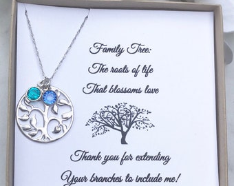 Mother of the Bride gift, Mother of the Groom gift, Grandmother Gift, Family Tree Necklace, Personalized Gift, Family Jewelry, Wedding Gift