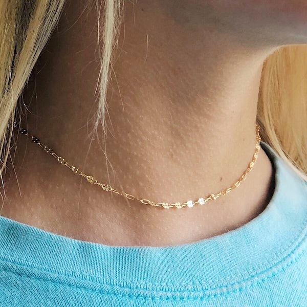 Choker Necklace for Women, Dainty Gold Necklace, Choker Necklace, Choker Layering Necklace, Choker Necklace Gold, Gift for Her