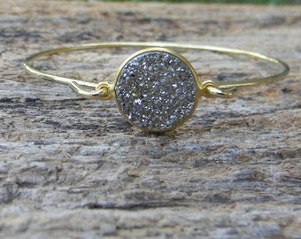 Druzy Bangle Bracelet / Gold Bracelet / Bridesmaid Gift / Bridesmaid Jewelry / Bridesmaid Bracelet / Druzy Bracelet / Drusy Jewelry / Gift