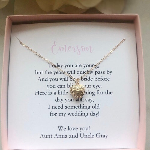 Little Girls Heart Locket Necklace Flower Girl Necklace Etsy