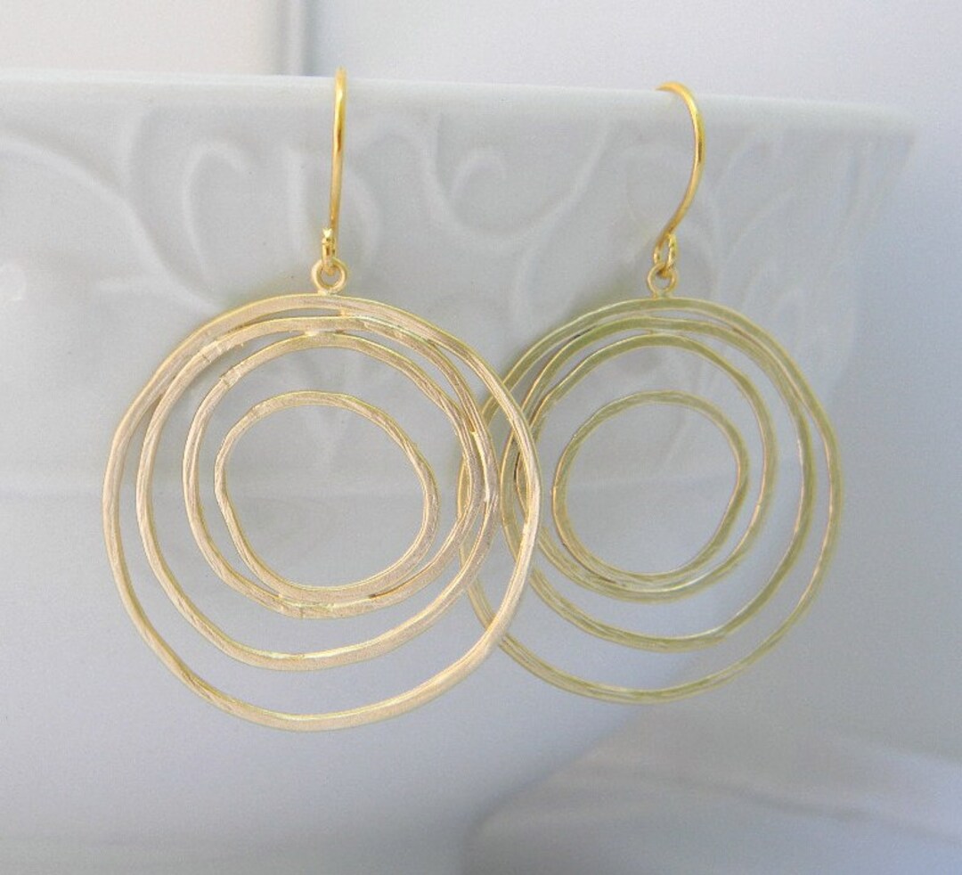 Gold Swirl Dangle Earrings Statement Earrings Dangle Etsy