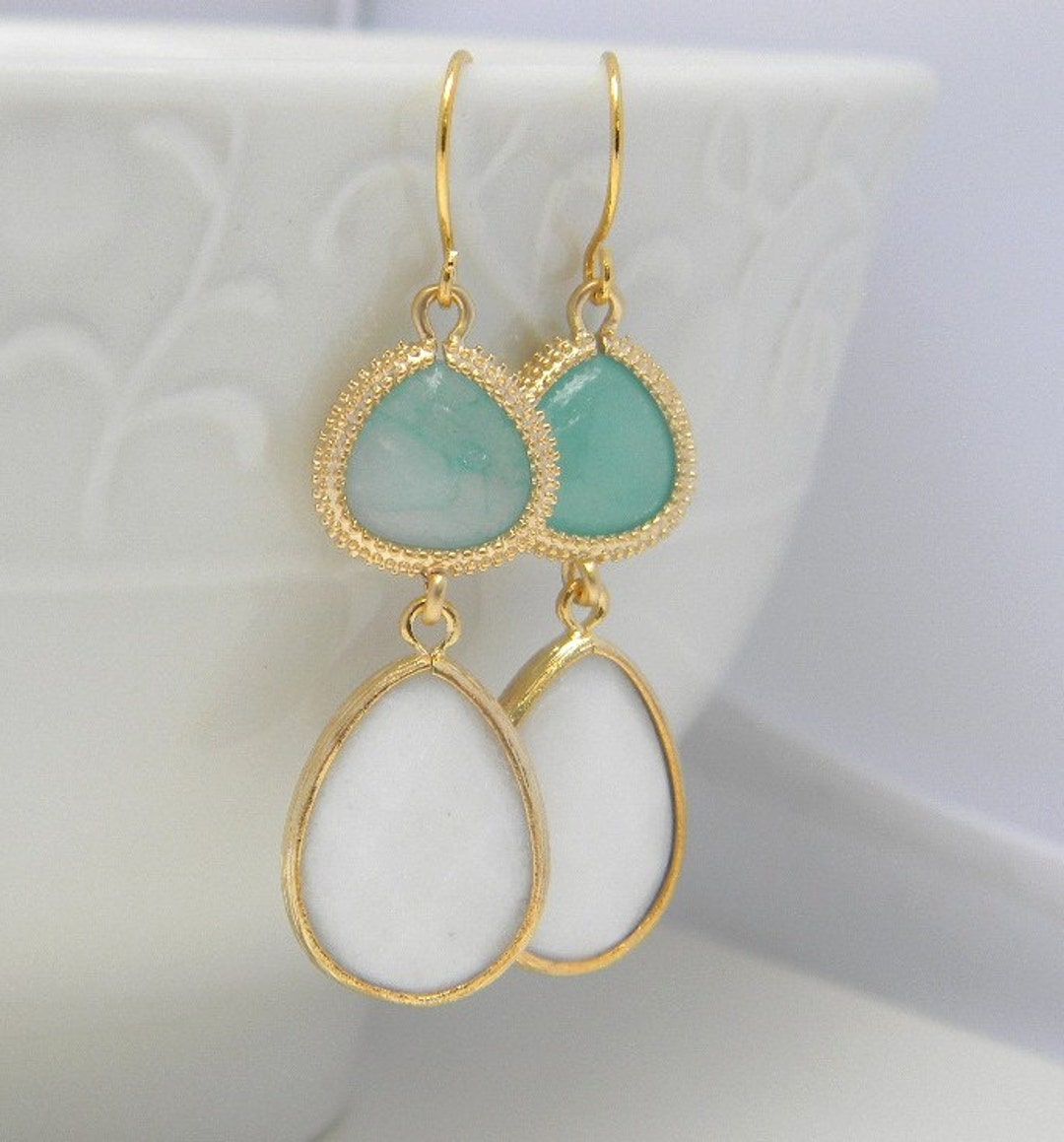 Turquoise white gold earrings Outlet