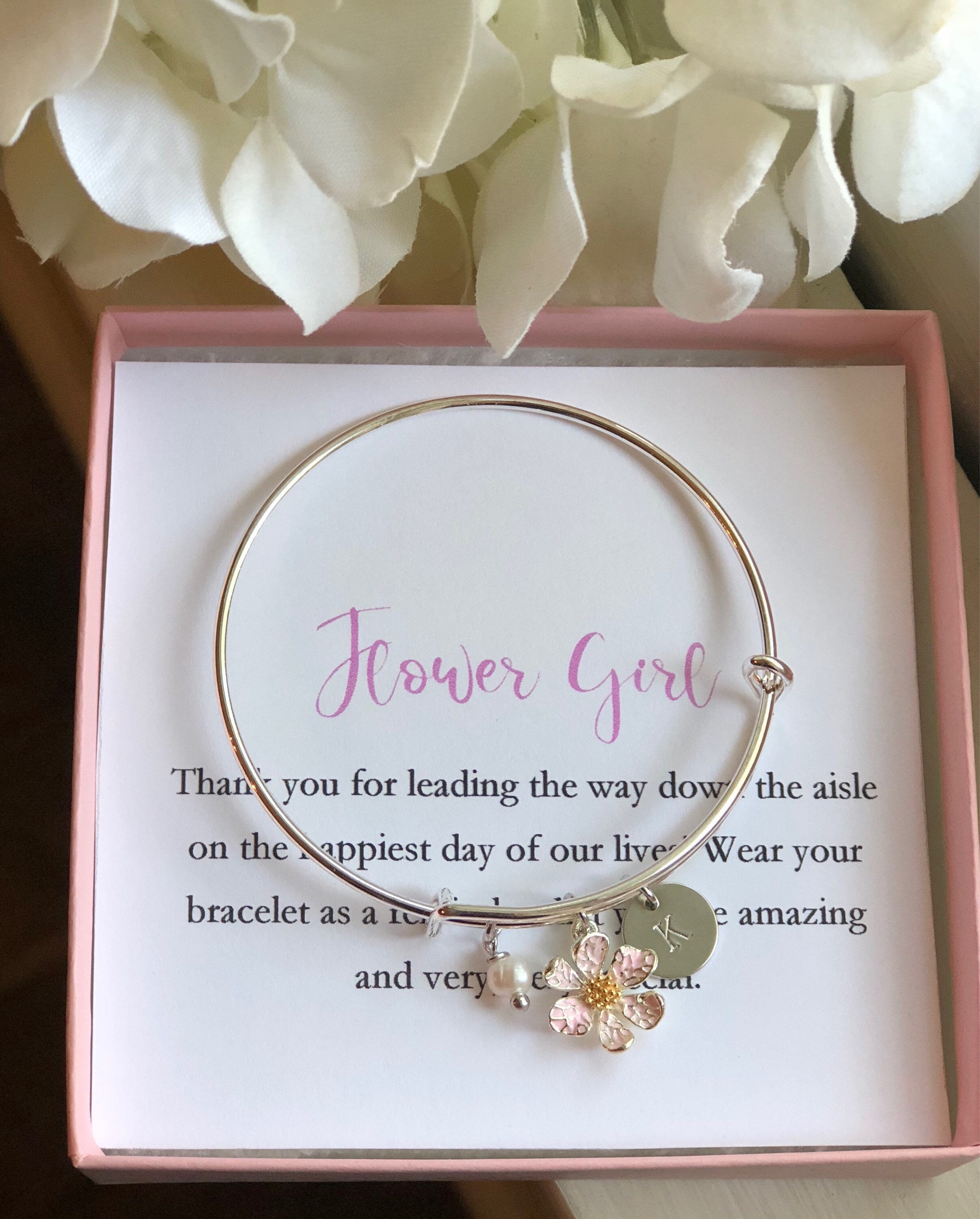 Flower girl bracelet toddler flower girl bangle personalized Etsy