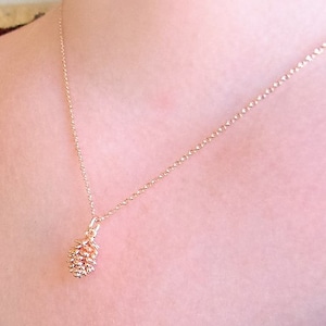 Rose Gold Necklace. Pine Cone Necklace. Bridesmaid Gift. Bridesmaid Jewelry. Dainty Pinecone Necklace. Rose Gold Jewelry. Mothers Day Gift image 5