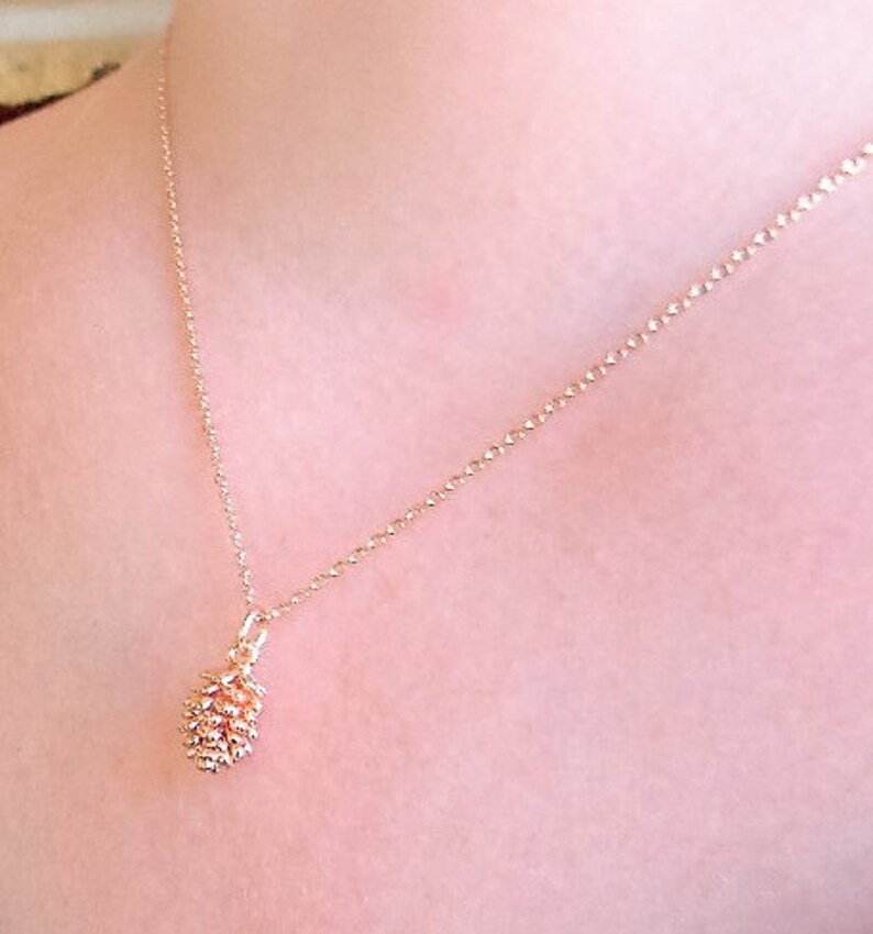 Rose Gold Necklace. Pine Cone Necklace. Bridesmaid Gift. Bridesmaid Jewelry. Dainty Pinecone Necklace. Rose Gold Jewelry. Mothers Day Gift image 5