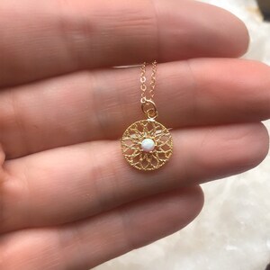 Opal and Gold Necklace, Dainty Opal Necklace, Opal Coin Necklace, Opal ...