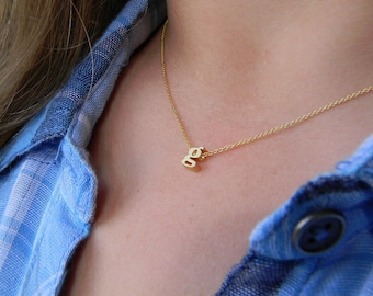 Tiny Initial Necklace - Gold Initial Necklace- Letter Necklace -Minimalist Layering Necklace - Lowerscase Initial- Personalized Letter Charm