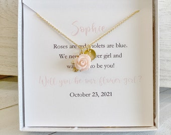 Flower girl proposal, flower girl necklace, thank you flower girl set, personalized flower girl gift, flower girl jewelry bracelet earrings