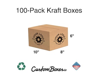 100 Pack - 10x8x6 Boxes – Custom Shipping Boxes – Kraft Packaging for Small Business