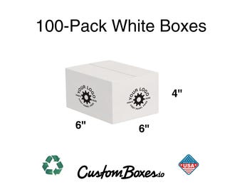 6x6x4 Custom White Shipping Boxes – 100 Pack White Packaging for Small Business