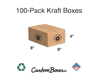 100 Pack - 8x8x4 Boxes – Custom Shipping Boxes – Kraft Packaging for Small Business