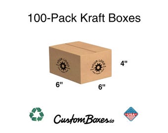 100 Pack - 6x6x4 Boxes – Custom Shipping Boxes – Kraft Packaging for Small Business