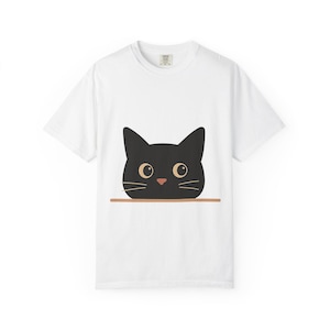 Black Cat Shirt, Cat Shirt, Cute Kitty Tee, Kitten T-shirt, Gift for Cats Lover, Cat Mom Shirts, Cat Shirt Women, Cat Shirt,Cat Pocket Shirt
