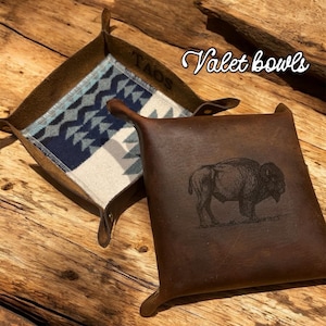 Leather Valet tray, Pendleton© wool